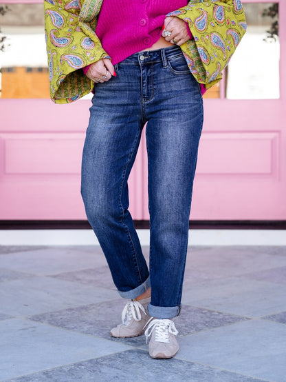 Mid Rise Dark Wash Billie Boyfriend Jeans