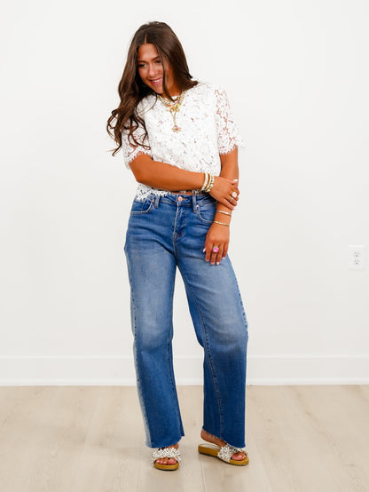 High Rise Medium Wash Slouchy Barrel Jeans with Contrasting Wash