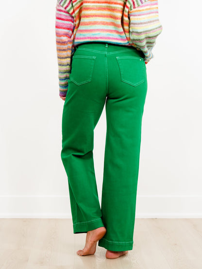 High Rise Green Wide Leg Trouser Jeans