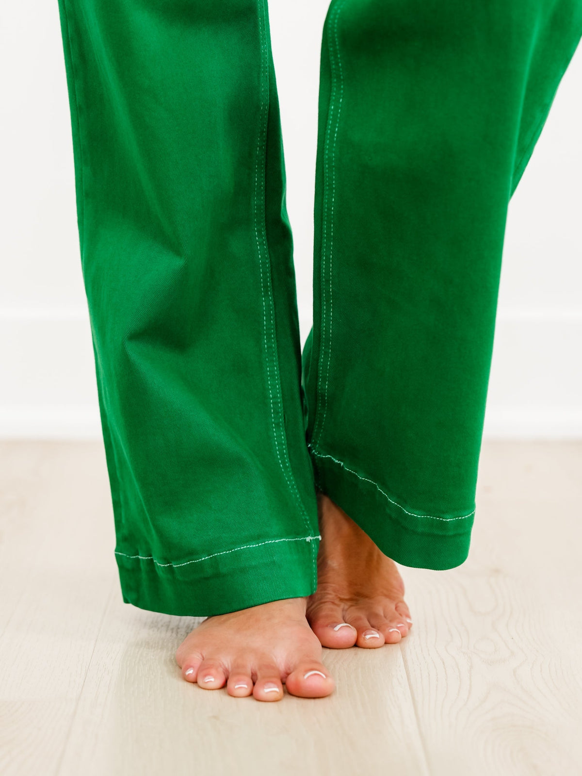 High Rise Green Wide Leg Trouser Jeans
