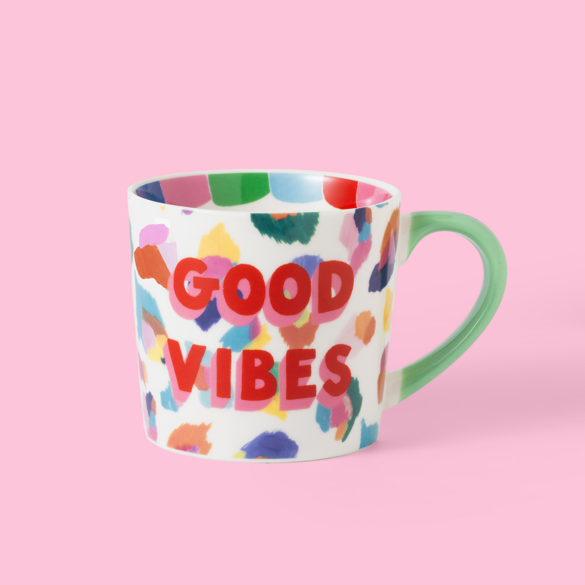 Good Vibes Painted Leopard Mug